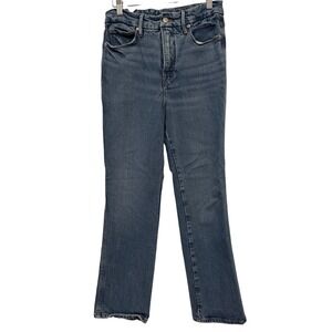 NWT Good American Jeans Women's Size 6/28 Blue Denim High‎ Rise Straight Leg